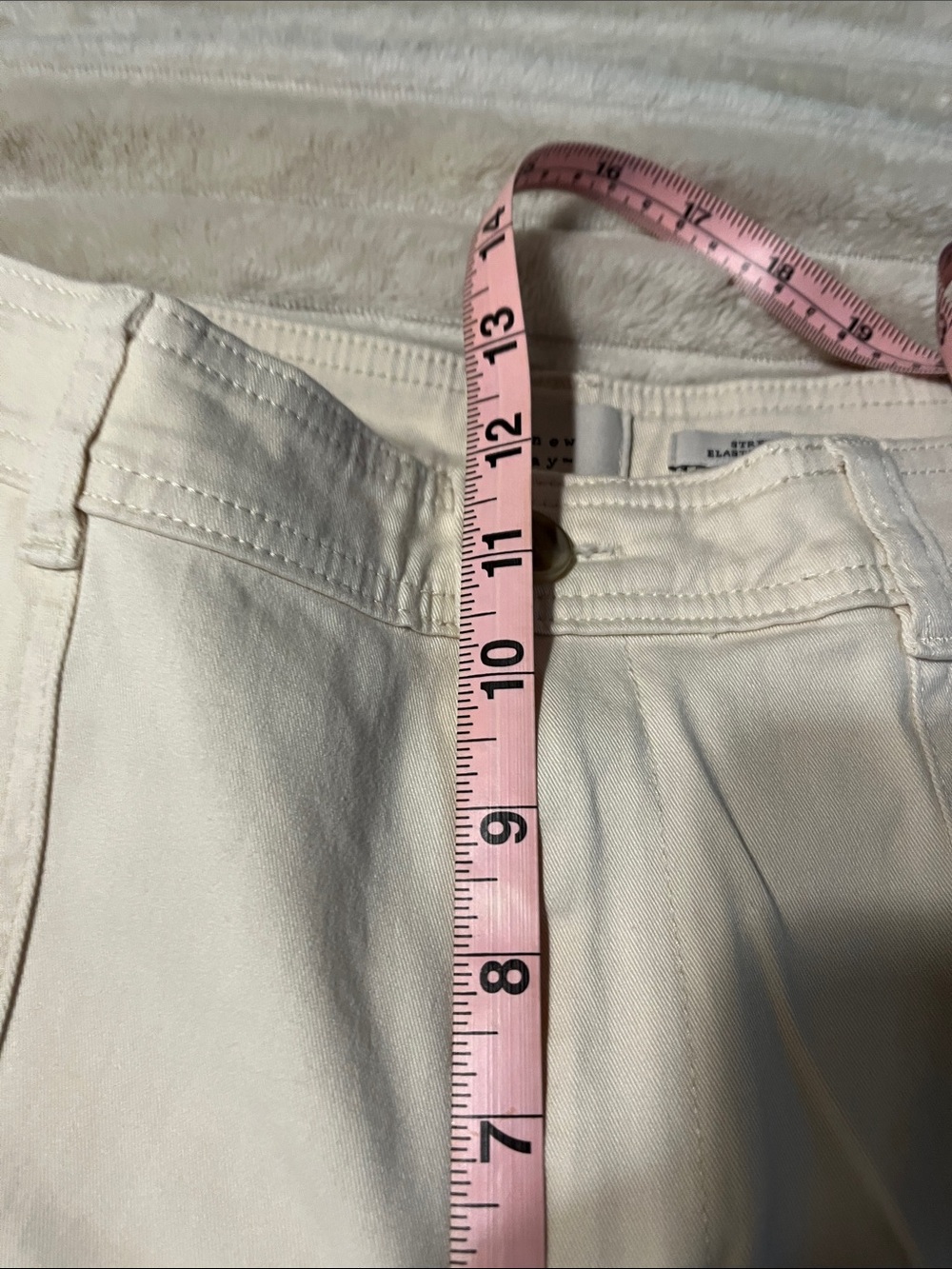A.new day High Rise Tapered Leg Cream Chinos Pants 12 - Picture 3 of 8